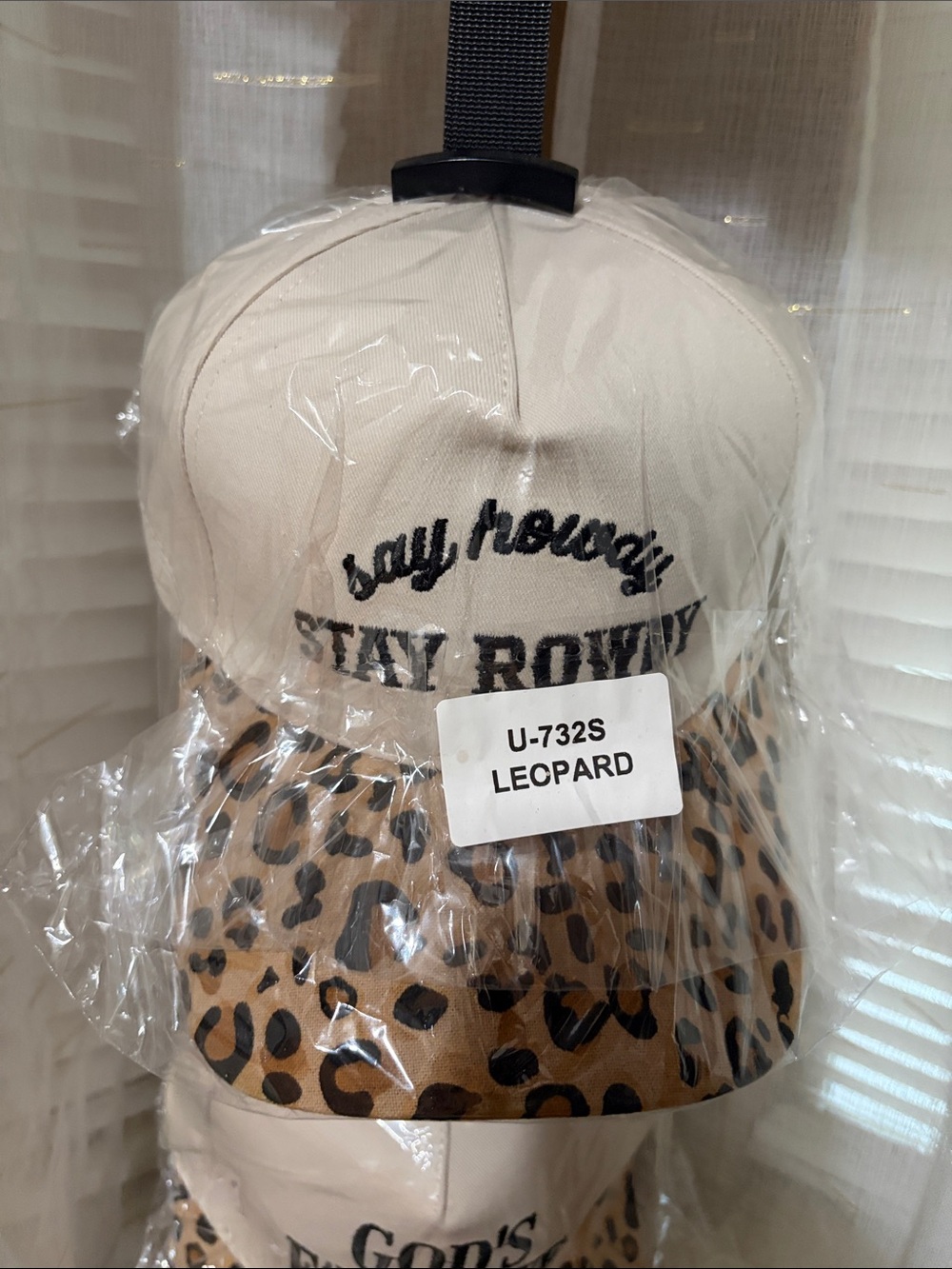 Zenana Say Howdy Stay Rowdy Leopard Print Baseball Cap - Beige